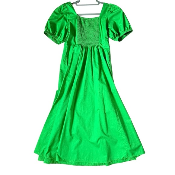 Old Navy Puff Sleeve Chambray Midi Dress Green Small Petite - Picture 3 of 9